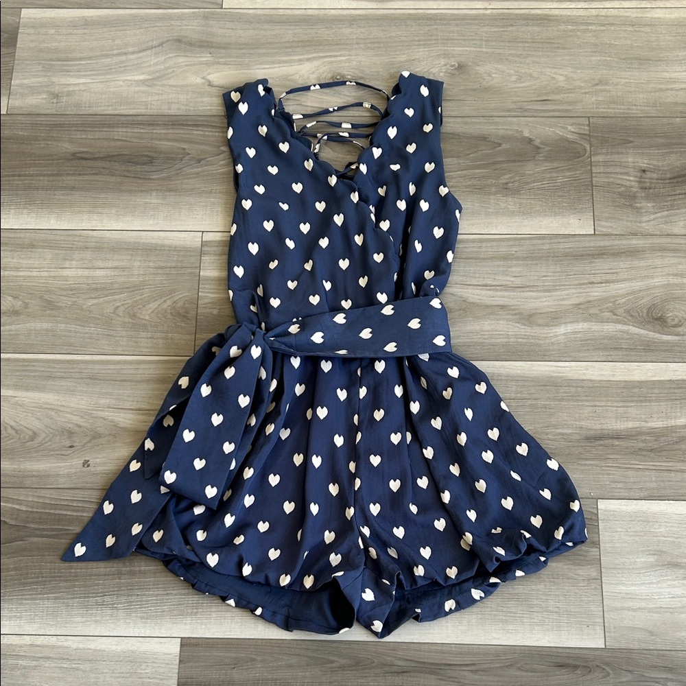 2010s Japanese Romper with Tulip Shorts & Lace-Up Back